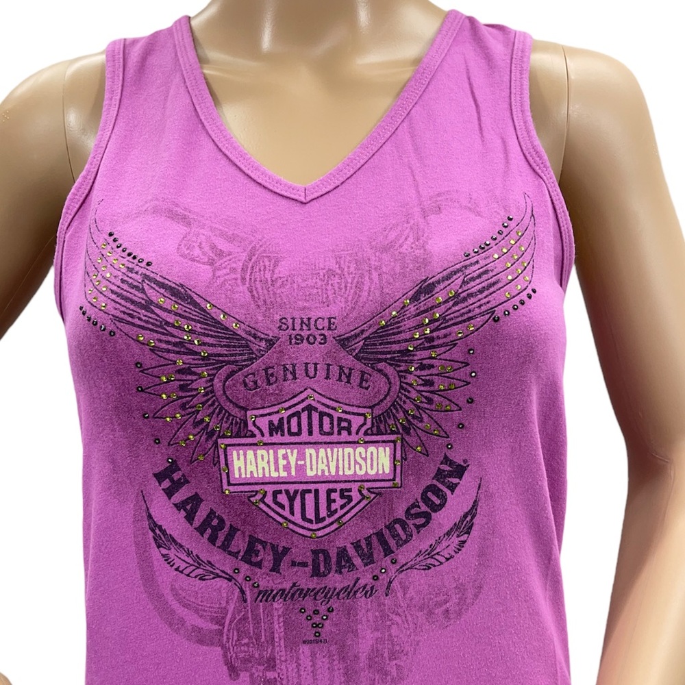HARLEY-DAVIDSON V-Neck Woman’s Purple Tank Top Size Small - Picture 3 of 11